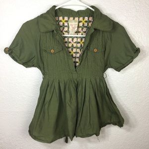 Free People Top Embroidered Back